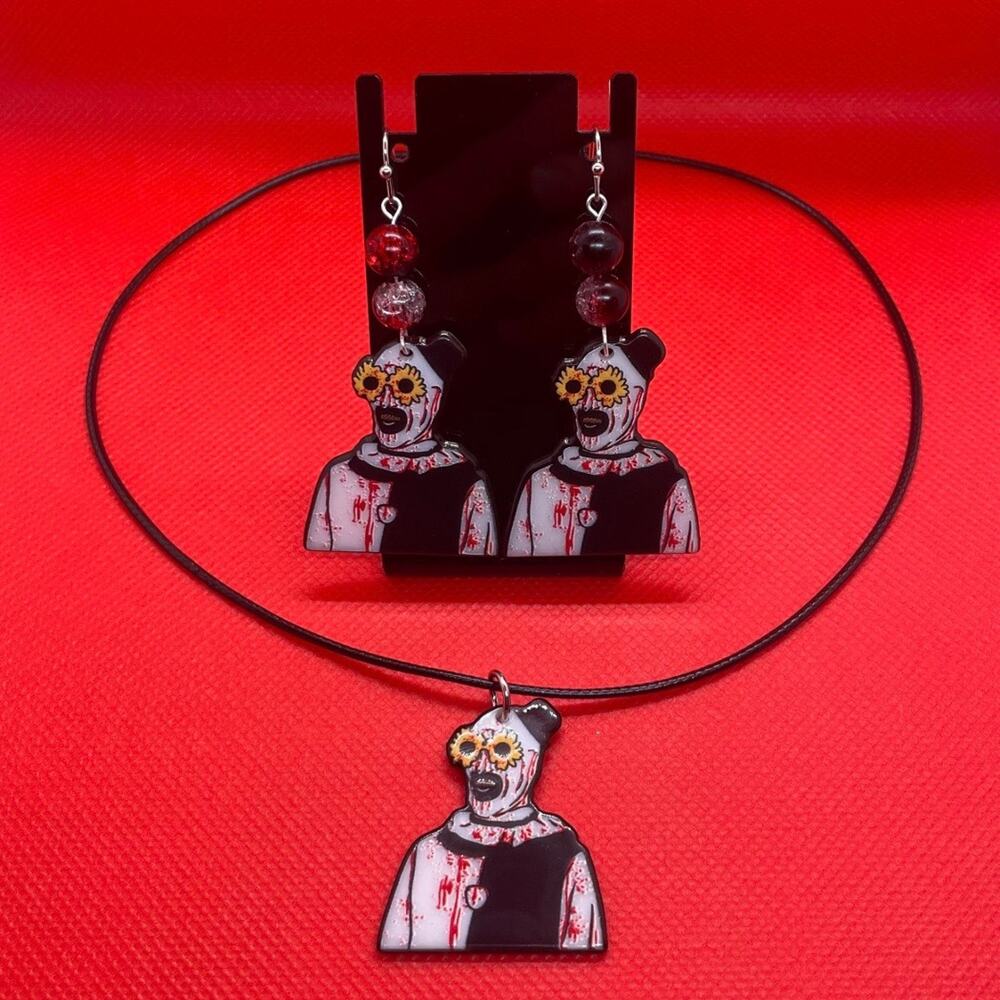 The Terrifier ~ Art The Clown Earring & Necklace Set